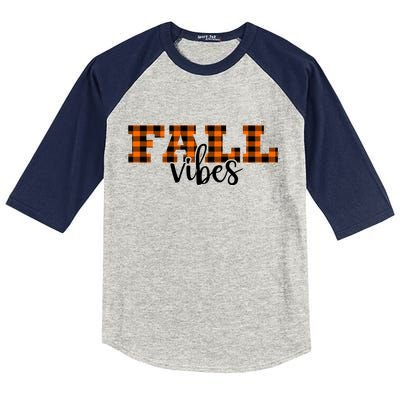 Fall Vibes Plaid October Kids Colorblock Raglan Jersey