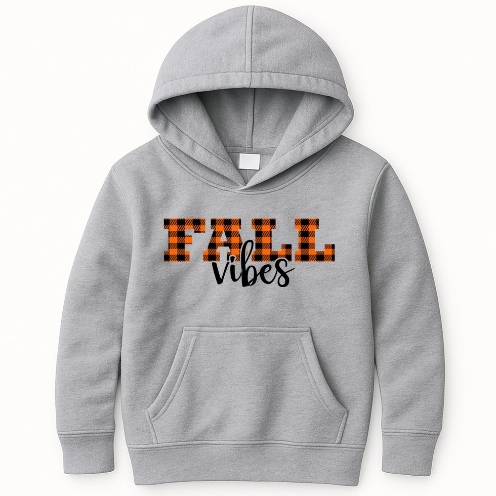 Fall Vibes Plaid October Kids Hoodie