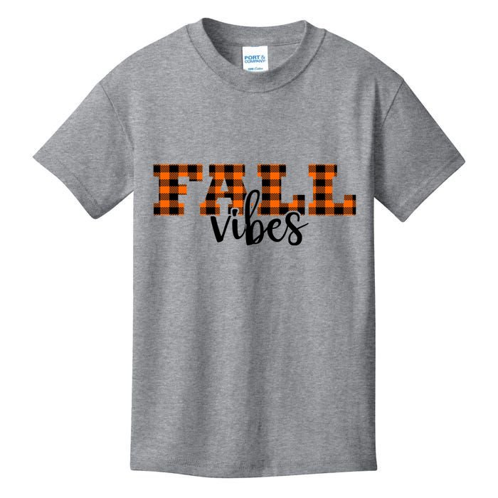 Fall Vibes Plaid October Kids T-Shirt