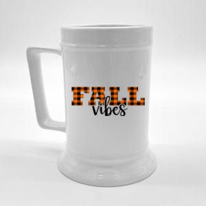 Fall Vibes Plaid October Beer Stein