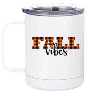 Fall Vibes Plaid October 12 oz Stainless Steel Tumbler Cup