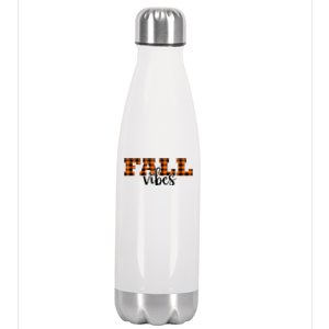 Fall Vibes Plaid October Stainless Steel Insulated Water Bottle