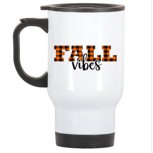 Fall Vibes Plaid October Stainless Steel Travel Mug