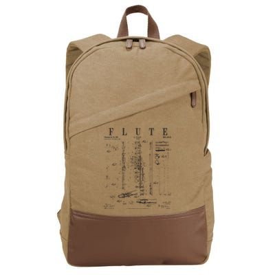 Flute Vintage Patent Flutist Flautist Drawing Print Cotton Canvas Backpack