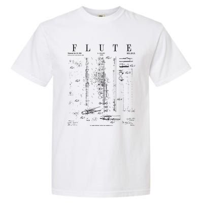 Flute Vintage Patent Flutist Flautist Drawing Print Garment-Dyed Heavyweight T-Shirt