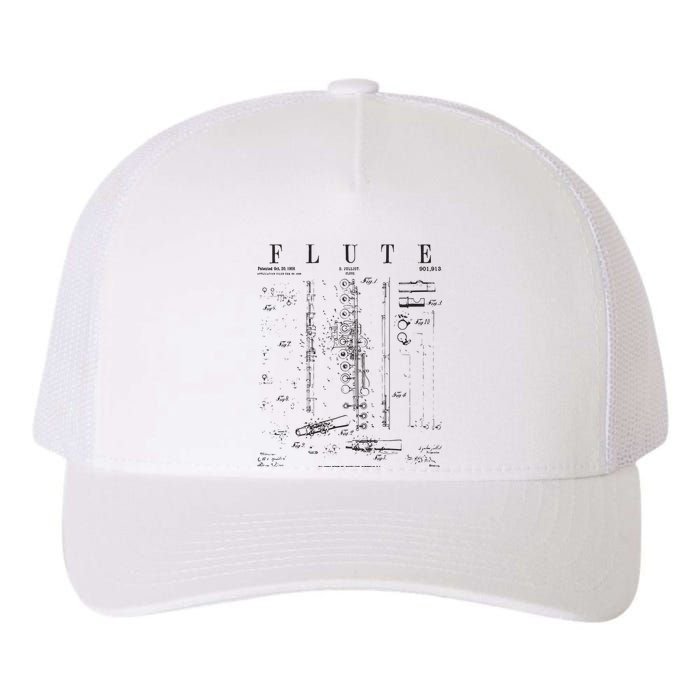 Flute Vintage Patent Flutist Flautist Drawing Print Yupoong Adult 5-Panel Trucker Hat