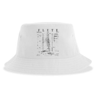 Flute Vintage Patent Flutist Flautist Drawing Print Sustainable Bucket Hat