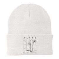 Flute Vintage Patent Flutist Flautist Drawing Print Knit Cap Winter Beanie