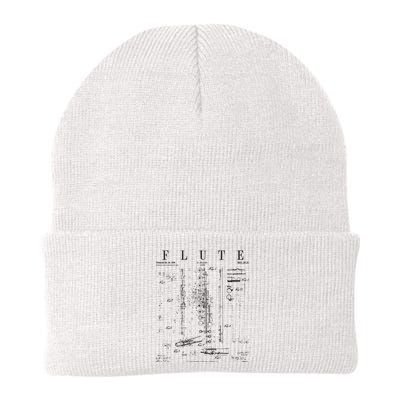 Flute Vintage Patent Flutist Flautist Drawing Print Knit Cap Winter Beanie