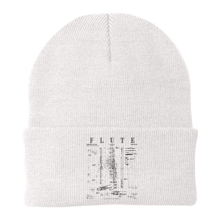 Flute Vintage Patent Flutist Flautist Drawing Print Knit Cap Winter Beanie