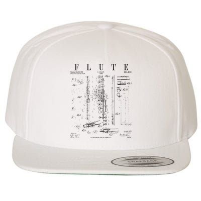 Flute Vintage Patent Flutist Flautist Drawing Print Wool Snapback Cap