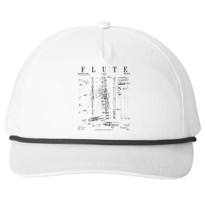 Flute Vintage Patent Flutist Flautist Drawing Print Snapback Five-Panel Rope Hat