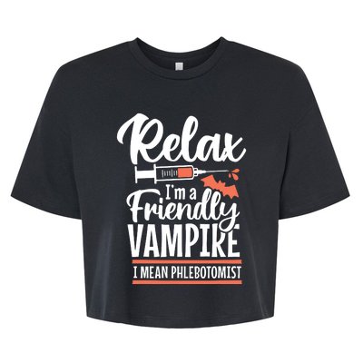 Funny Vampire Phlebotomist Phlebotomy Technician Tech Nurse Bella+Canvas Jersey Crop Tee