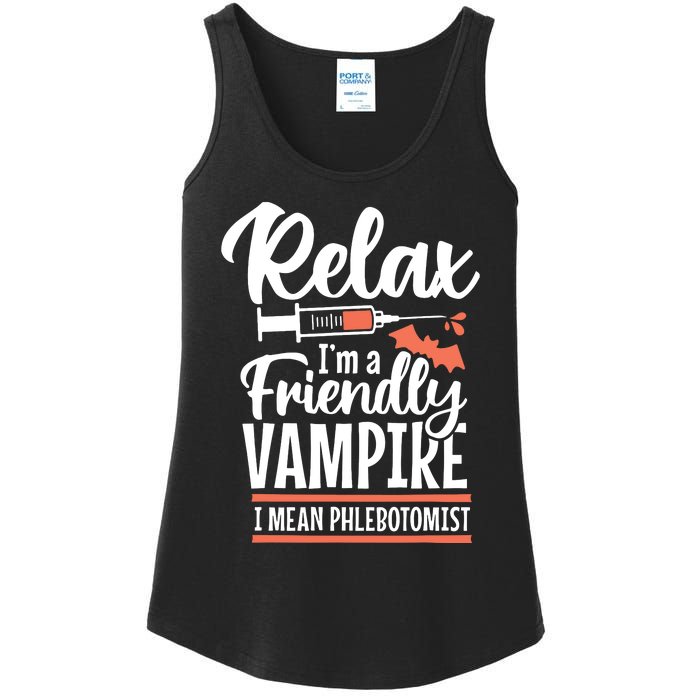 Funny Vampire Phlebotomist Phlebotomy Technician Tech Nurse Ladies Essential Tank