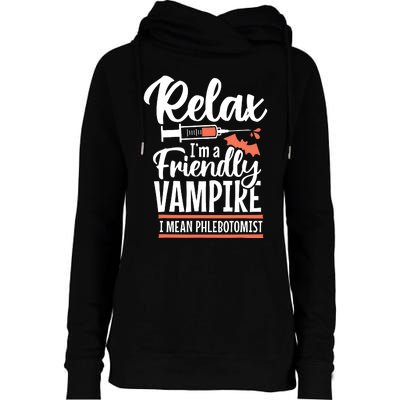 Funny Vampire Phlebotomist Phlebotomy Technician Tech Nurse Womens Funnel Neck Pullover Hood