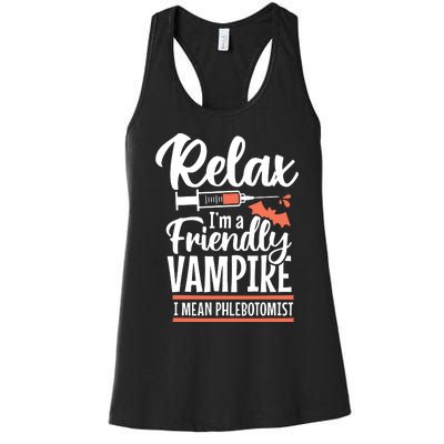 Funny Vampire Phlebotomist Phlebotomy Technician Tech Nurse Women's Racerback Tank