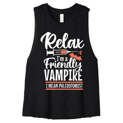 Funny Vampire Phlebotomist Phlebotomy Technician Tech Nurse Women's Racerback Cropped Tank