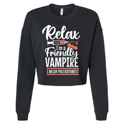 Funny Vampire Phlebotomist Phlebotomy Technician Tech Nurse Cropped Pullover Crew