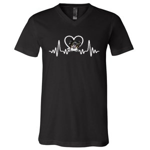 Funny Valentines Papillion Heart Puppy Dog Lover V-Neck T-Shirt