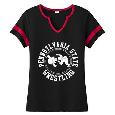 Funny Vintage Pennsylvania State Wrestling Logo Gift Ladies Halftime Notch Neck Tee