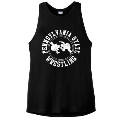 Funny Vintage Pennsylvania State Wrestling Logo Gift Ladies PosiCharge Tri-Blend Wicking Tank