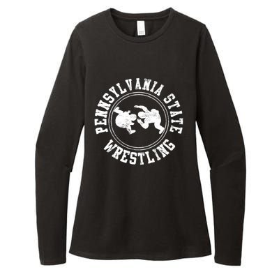 Funny Vintage Pennsylvania State Wrestling Logo Gift Womens CVC Long Sleeve Shirt