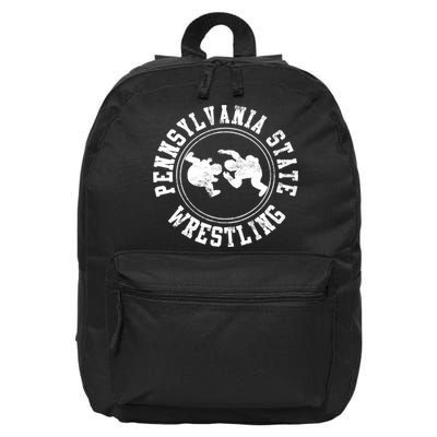 Funny Vintage Pennsylvania State Wrestling Logo Gift 16 in Basic Backpack