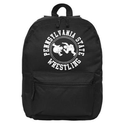 Funny Vintage Pennsylvania State Wrestling Logo Gift 16 in Basic Backpack