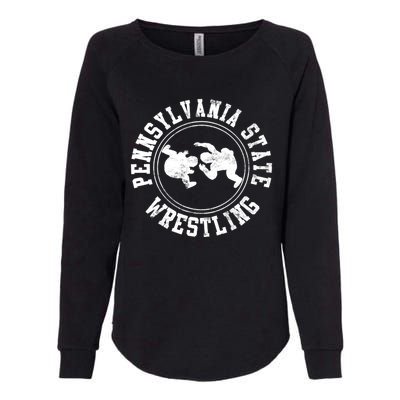 Funny Vintage Pennsylvania State Wrestling Logo Gift Womens California Wash Sweatshirt