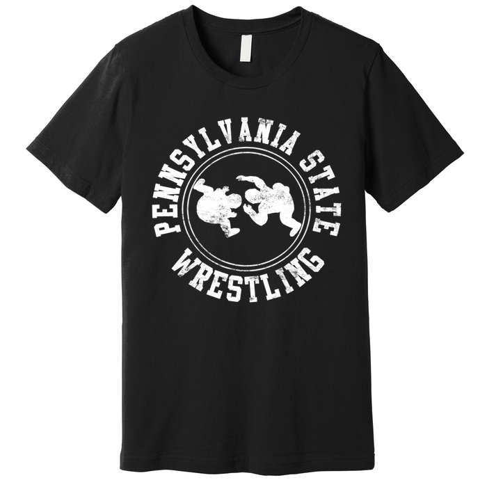 Funny Vintage Pennsylvania State Wrestling Logo Gift Premium T-Shirt