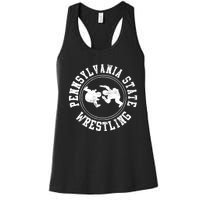 Funny Vintage Pennsylvania State Wrestling Logo Gift Women's Racerback Tank