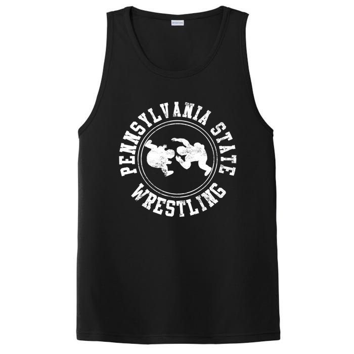 Funny Vintage Pennsylvania State Wrestling Logo Gift PosiCharge Competitor Tank