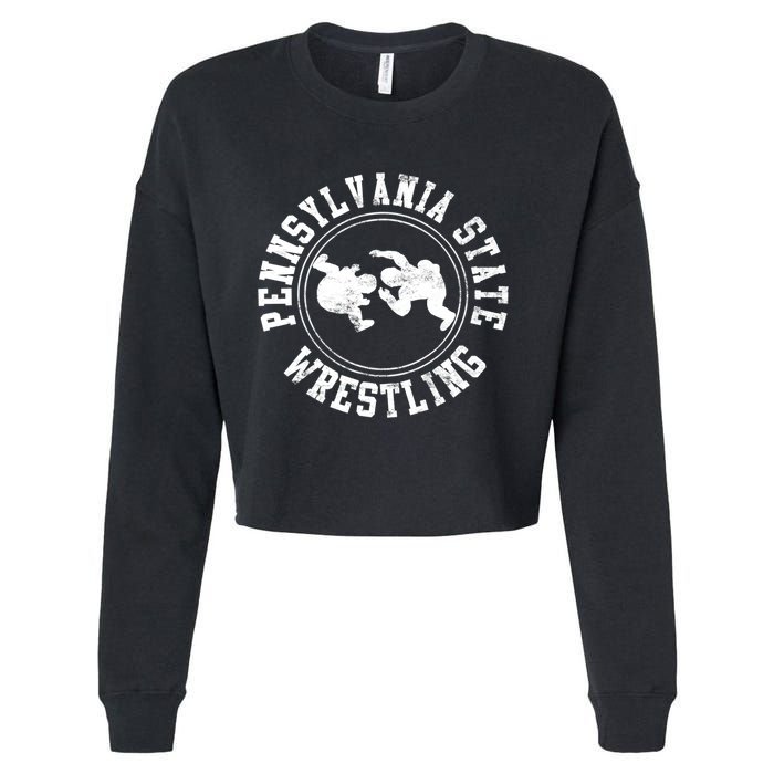 Funny Vintage Pennsylvania State Wrestling Logo Gift Cropped Pullover Crew