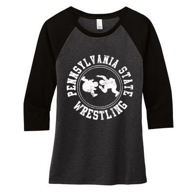 Funny Vintage Pennsylvania State Wrestling Logo Gift Women's Tri-Blend 3/4-Sleeve Raglan Shirt