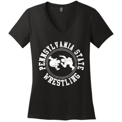 Funny Vintage Pennsylvania State Wrestling Logo Gift Women's V-Neck T-Shirt