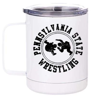 Funny Vintage Pennsylvania State Wrestling Logo Gift 12 oz Stainless Steel Tumbler Cup