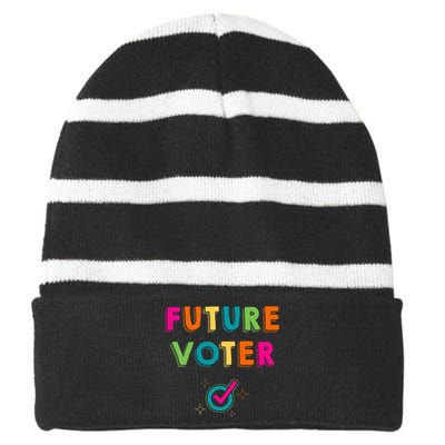 Future Voter Political Vote 2024 Striped Beanie with Solid Band