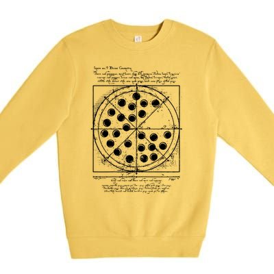 Funny Vitruvian Pizza Gift Da Vinci Funny Movie Reference Gift Premium Crewneck Sweatshirt