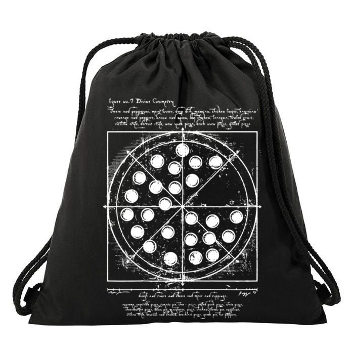 Funny Vitruvian Pizza Gift Da Vinci Funny Movie Reference Gift Drawstring Bag