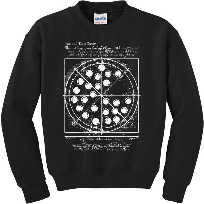 Funny Vitruvian Pizza Gift Da Vinci Funny Movie Reference Gift Kids Sweatshirt