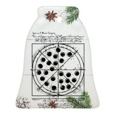 Funny Vitruvian Pizza Gift Da Vinci Funny Movie Reference Gift Ceramic Bell Ornament