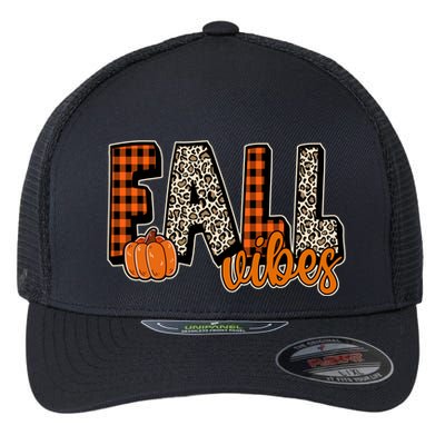 Fall Vibes Pumpkin Plaid Cheetah Flexfit Unipanel Trucker Cap