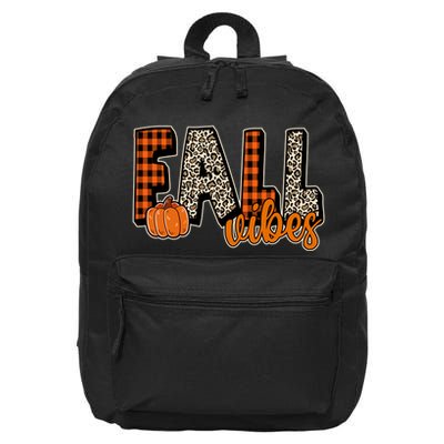 Fall Vibes Pumpkin Plaid Cheetah 16 in Basic Backpack