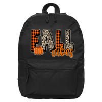 Fall Vibes Pumpkin Plaid Cheetah 16 in Basic Backpack
