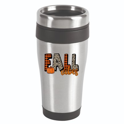 Fall Vibes Pumpkin Plaid Cheetah 16oz Travel Tumbler