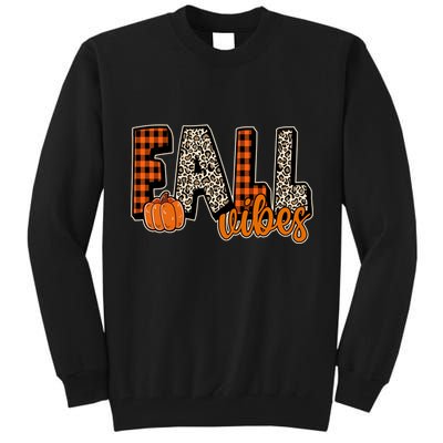 Fall Vibes Pumpkin Plaid Cheetah Tall Sweatshirt