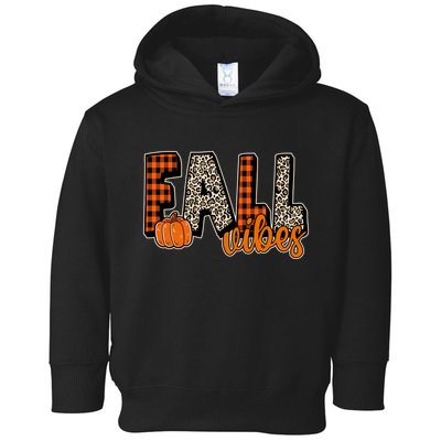Fall Vibes Pumpkin Plaid Cheetah Toddler Hoodie