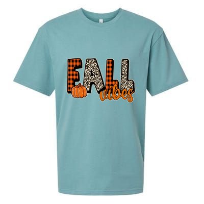 Fall Vibes Pumpkin Plaid Cheetah Sueded Cloud Jersey T-Shirt