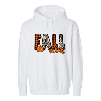 Fall Vibes Pumpkin Plaid Cheetah Garment-Dyed Fleece Hoodie