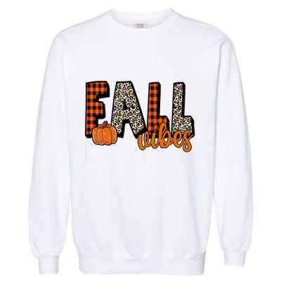 Fall Vibes Pumpkin Plaid Cheetah Garment-Dyed Sweatshirt
